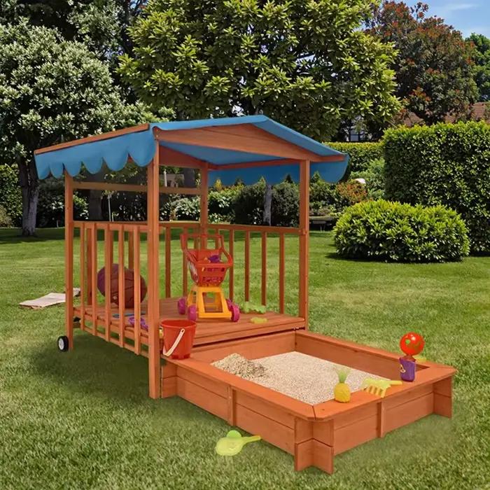 Aire de jeux pour enfants haut de gamme personnalisée, bac à sable en bois avec bancs, bac à sable e