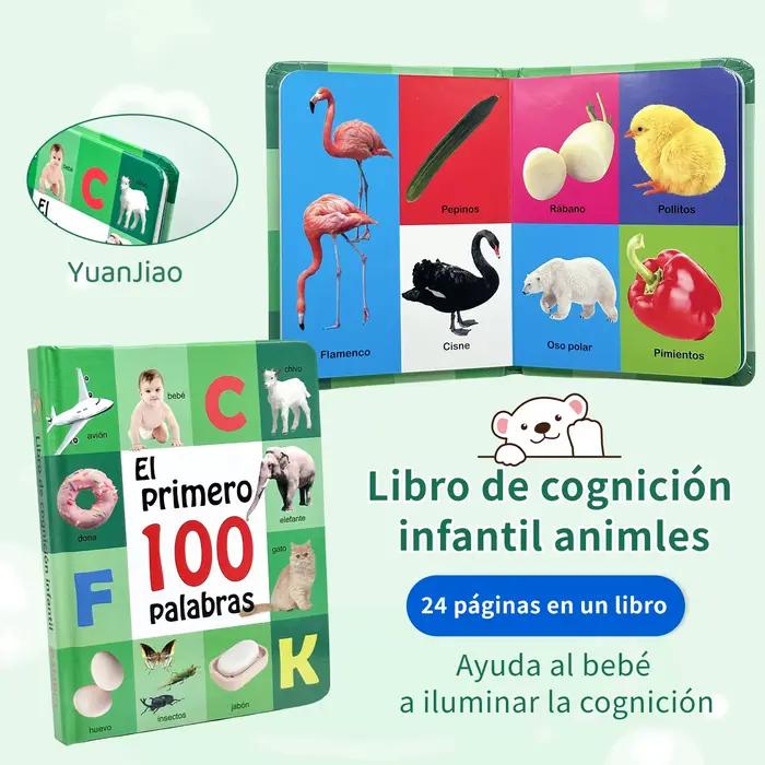 Cartes cognitives pour bébé - 4 thèmes, conception à bords arrondis, livres espagnols aux couleurs v