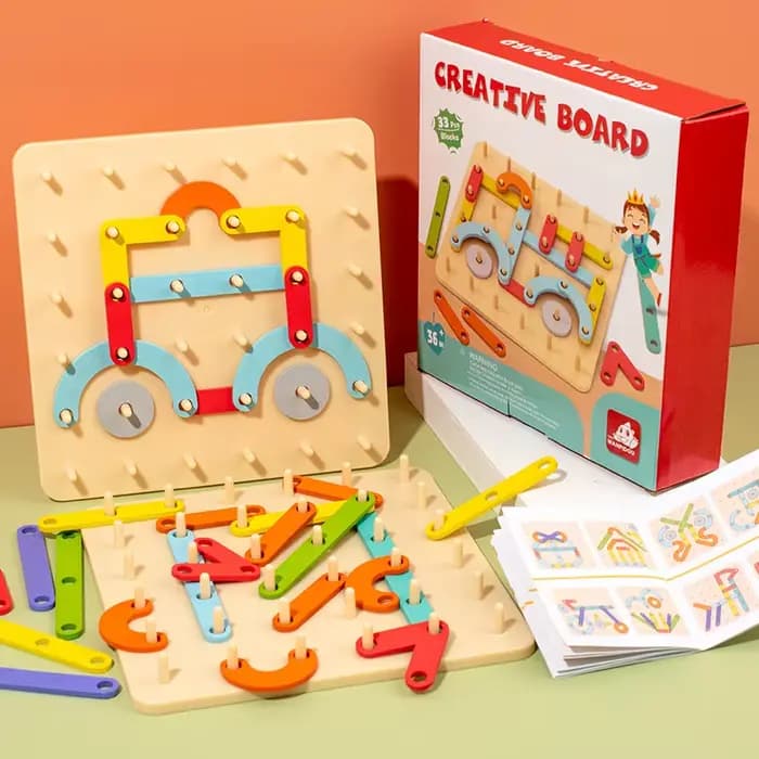 Jouets en bois pour enfants, planche créative, planche à ongles, ensemble de colonnes géométriques, 