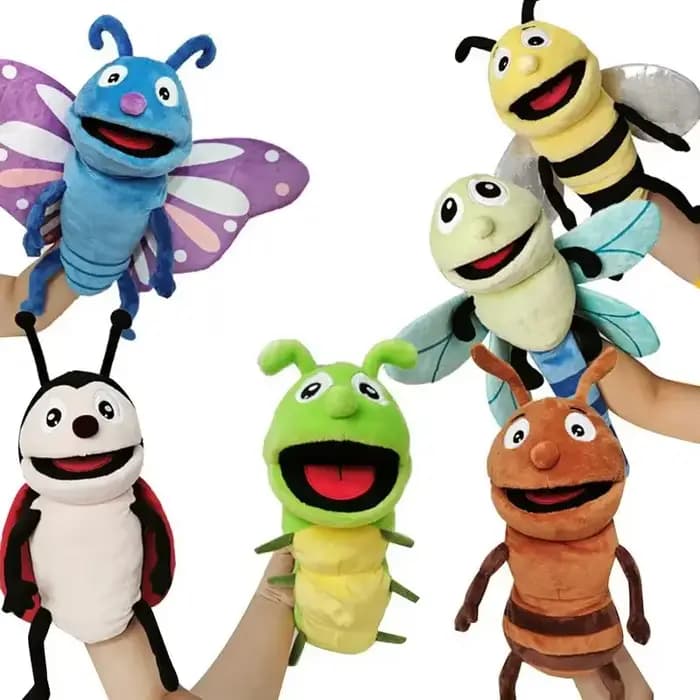Marionnettes à main pour enfants, jouets en peluche, insectes, chenille, coccinelle, marionnettes à 