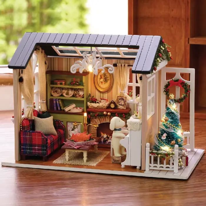 Maison de poupée Miniature, assemblage de construction, jouet, décorations de chambre à coucher avec