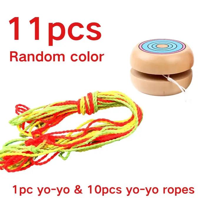 1/2 yoyo en bois de couleur aléatoire et 10/20 cordes de rechange, jeu interactif de yoyo pour les f