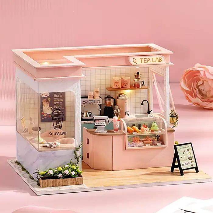 Maison de poupée Miniature en bois, Puzzle 3D fait à la main, Kits de construction, petite maison av