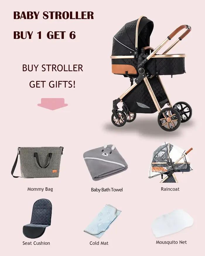 Poussette Bébé Fonctionnelle 3-en-1, Conduite Fluide avec Siège Auto Sécurisé, Nacelle Confortable e