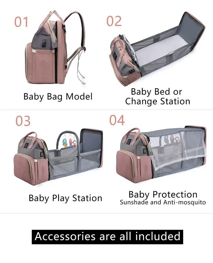 Sac à dos pour couches avec matelas à langer, grande capacité, sac de voyage pour bébé pour maman, i