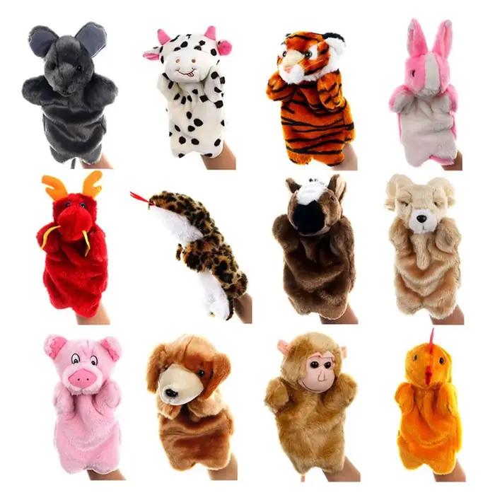 Marionnette à main en forme d'animal, poupées de chat, marionnettes en peluche pour contar histoires