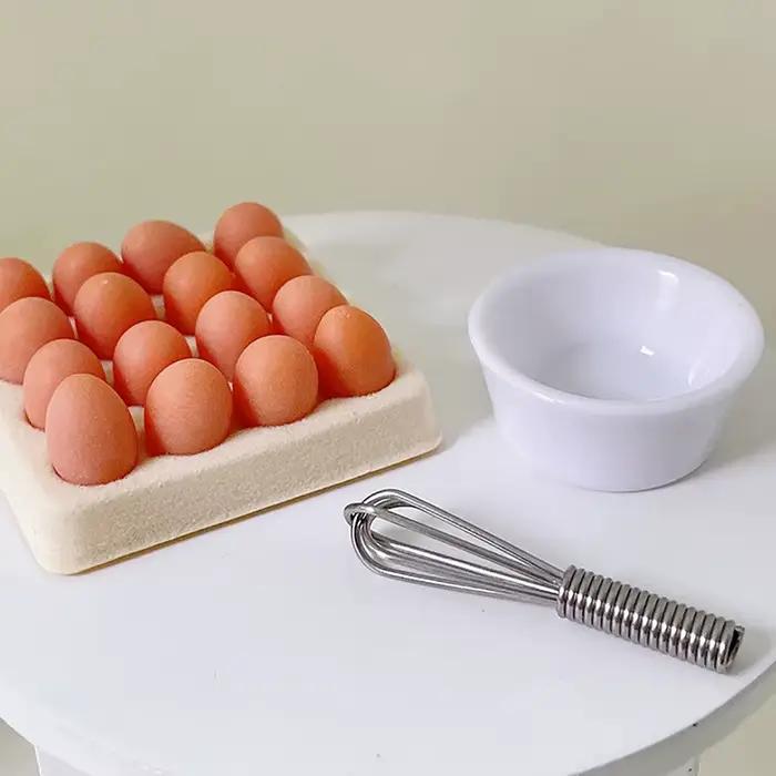 1/4/17 pièces oeuf avec plateau maison de poupée cuisine jouet poupée accessoires cadeau maison de j