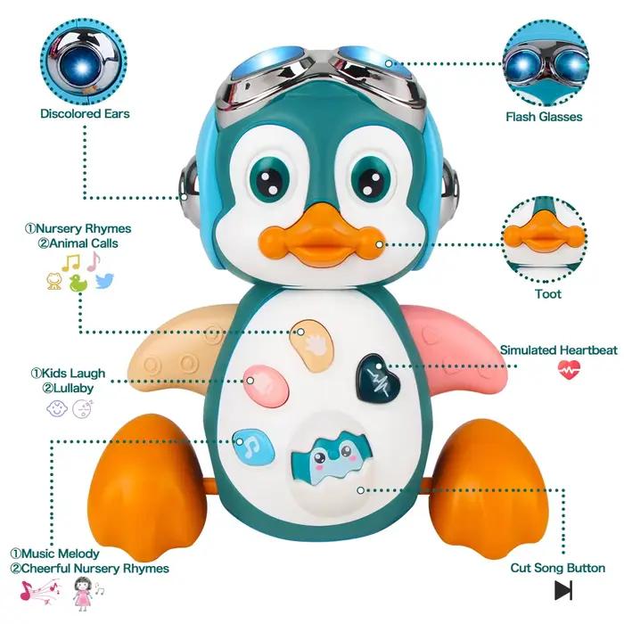 Jouets rampants pour bébé, pingouin Musical, jouets de danse de marche en mouvement avec lumière, dé