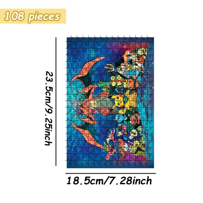 Puzzle en bois sur le thème des Pokémon Generations avec Pikachu, 108/200/300/500/1000 pièces, boîte