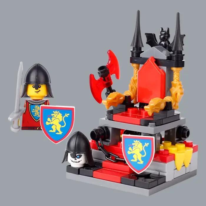 Décennie s de construction de château médiéval pour enfants, figurines de trône, soldats militaires,