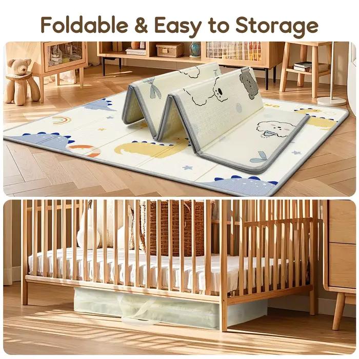 Tapis de jeu pliable pour bébé, tapis de jeu imperméable PIGLOG pour bébés et tout-petits, tapis de 