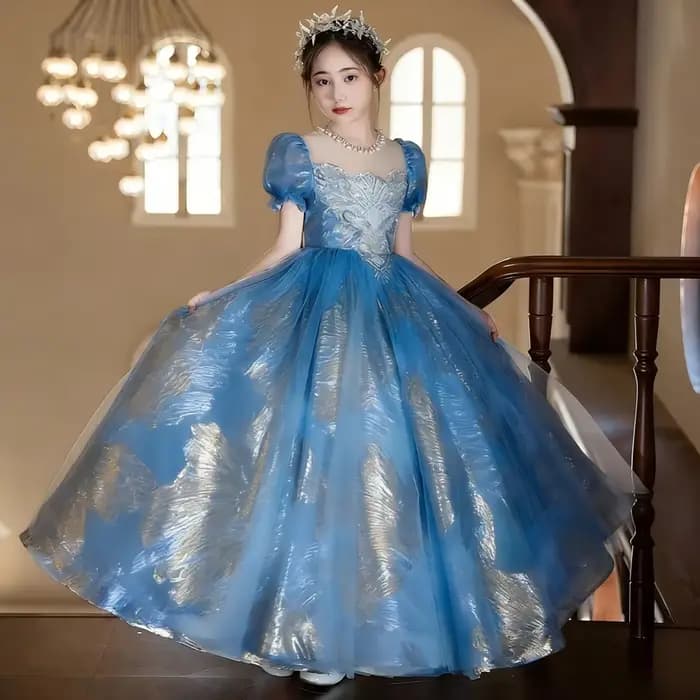 Robe de Princesse Vintage pour Filles 2026, Robe de Soirée Fleurie pour Mariage, Anniversaire, Spect