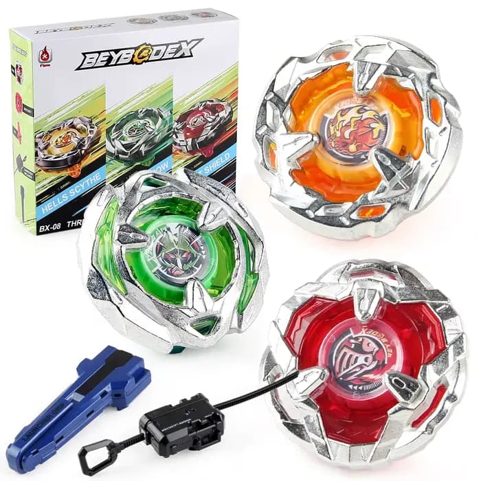 BX-08 HELLS SCYTHE + WIZARD ARROW + KNIGHT SHIELD X Bey toupie en métal jouet de combat avec poignée