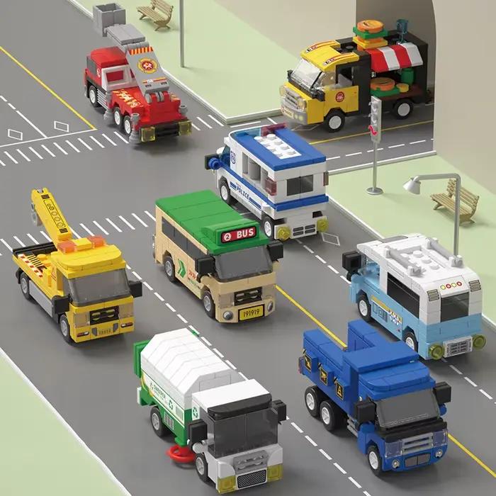 8 jouets puzzle, blocs de construction, voitures coulissantes, véhicules de simulation sur le thème 