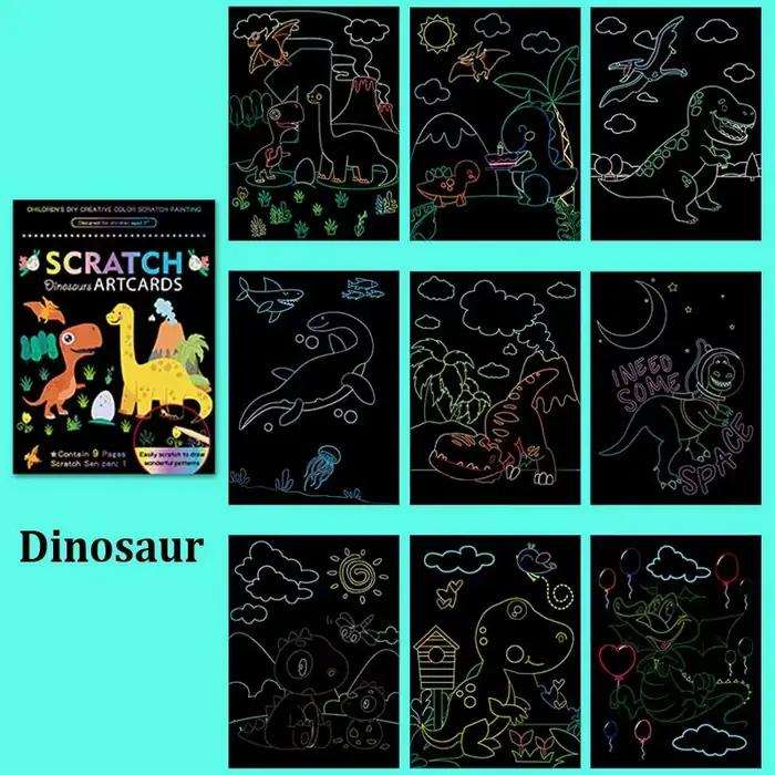 Ensemble de peinture à gratter pour enfants, carte colorée de dessin animé, jouets de dessin, modèle