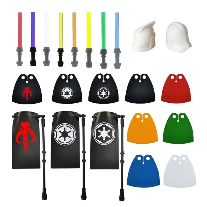 Pièces de brique couvre-chef Clone soldat Cape sabre laser drapeau trous de casque plaine pièce clas