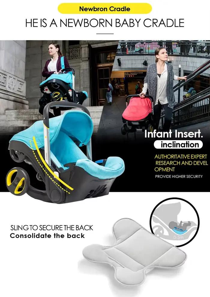 Poussette 4 en 1 pour bébé, chariot de sécurité, pliable, léger, multifonctionnel, système de voyage