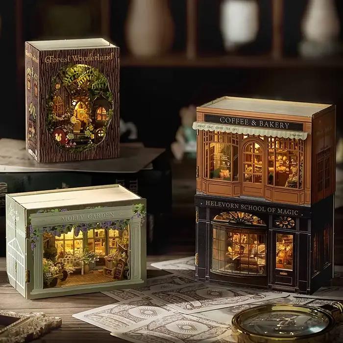 Maison de poupée Miniature en bois, bricolage, forêt du pays des merveilles, puzzle 3D, petite maiso