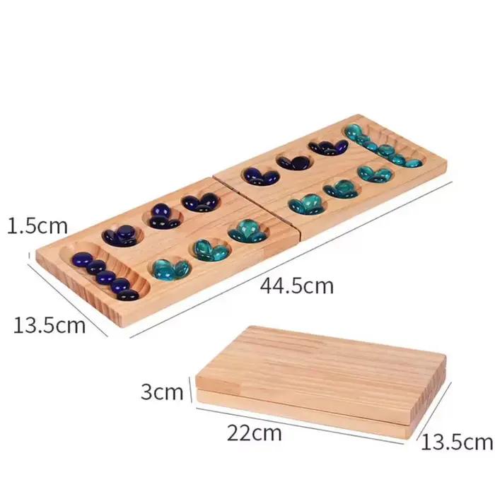 1 ensemble de jeu de société Mancala pliable, jeu de Table classique amusant avec planche en bois po