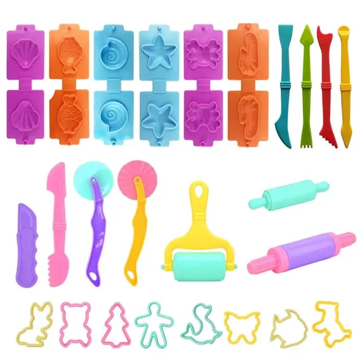 Kit d'outils pour pâte de jeu pour enfants, divers moules d'animaux, coupe-coquille d'océan, rouleau