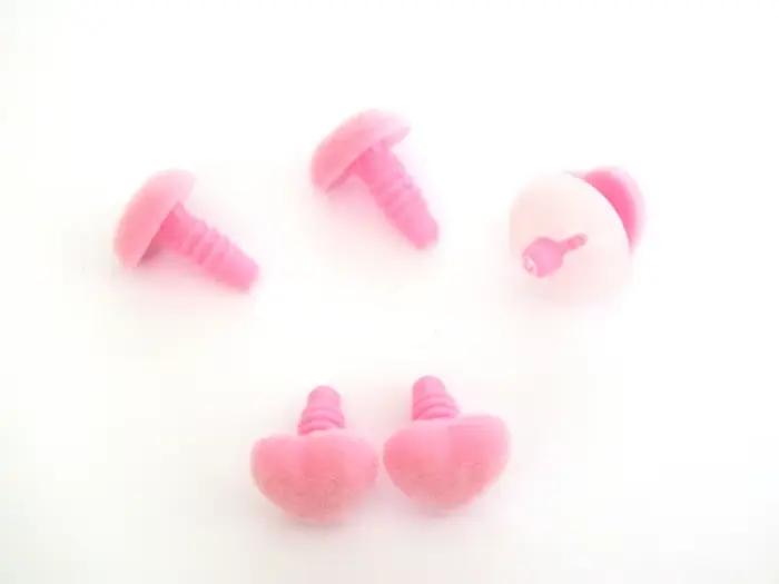 Nez de jouet de sécurité triangulaire flocage de coeur rose et lave-linge doux, accessoires de poupé