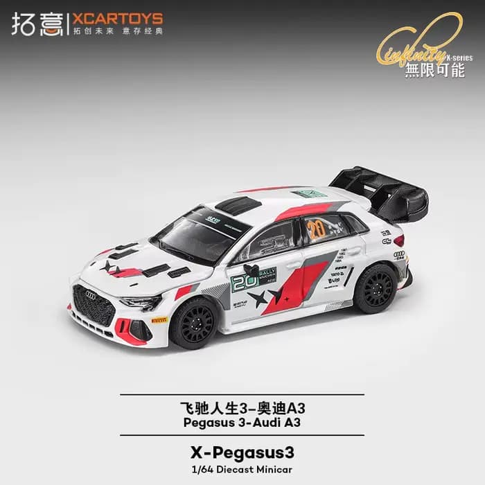 XCARTOYS 1/64 Speed Racer 3 Audi A3 Voiture de Course de Rallye Modèle en Alliage, Jouet pour Garçon