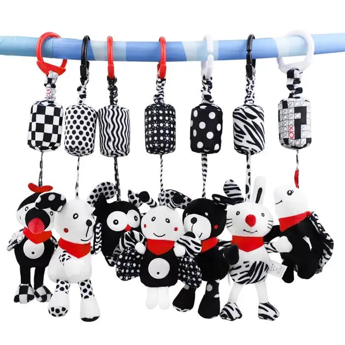 Hochets suspendus pour bébé, jouet d'apprentissage sensoriel doux, animaux en peluche, poussette, li