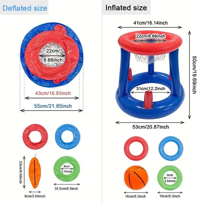 Jeu combiné de basket-ball et de jeu de lancer d'anneaux gonflables en PVC, jouet interactif pour en