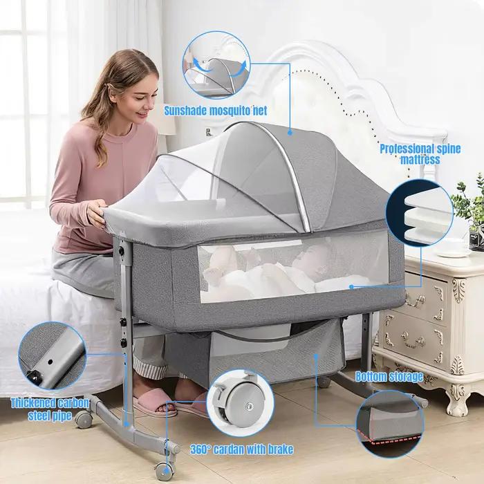 Berceau bébé 3 en 1, lit de chevet, parc bébé 0-3 ans, multifonction, pliable et relevable, avec mou
