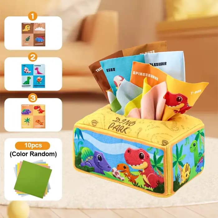 Jouet Montessori Boîte à Mouchoirs pour Bébé, Jouet Sensoriel à Tirer les Mouchoirs, Jouet Éducatif 