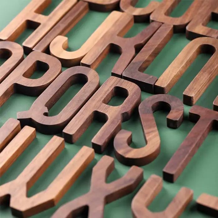 Lettres en bois de noyer 3D 8 cm/3 pouces - Lettres de l'alphabet Lettres 3D Décoration de la maison