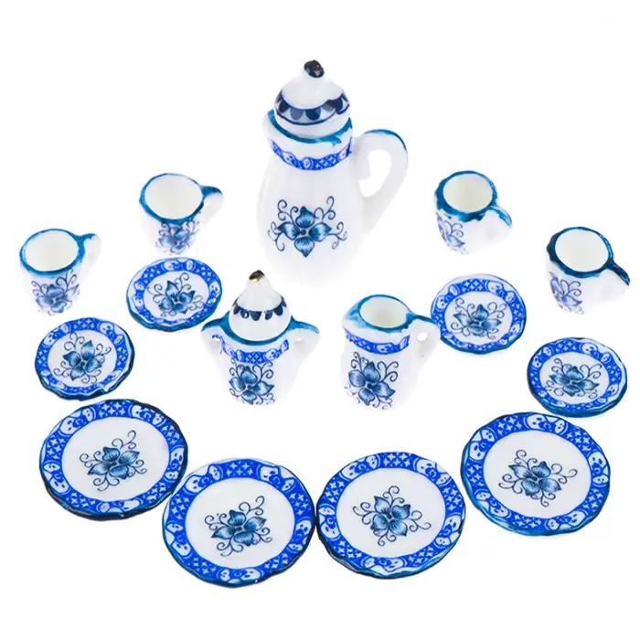Jouets pour filles, jeu de thé, service à thé Miniature, meubles de maison de poupée, tasses en porc