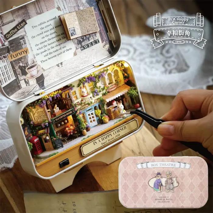 Boîte de théâtre, maisons de poupée en bois, maison Miniature, thème nostalgique, meubles, accessoir