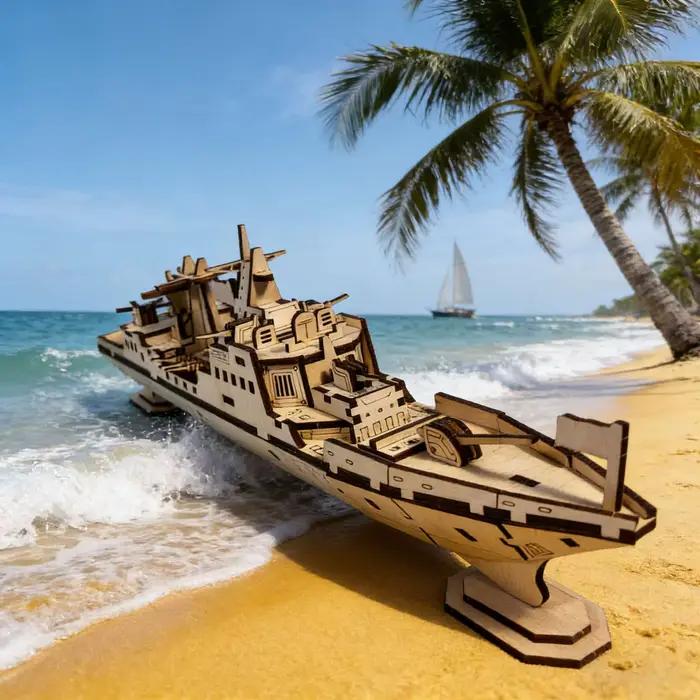 Puzzle en bois 3D, modèle de navire de guerre, modèle à assembler, kit de modèle DIY, cadeau artisan