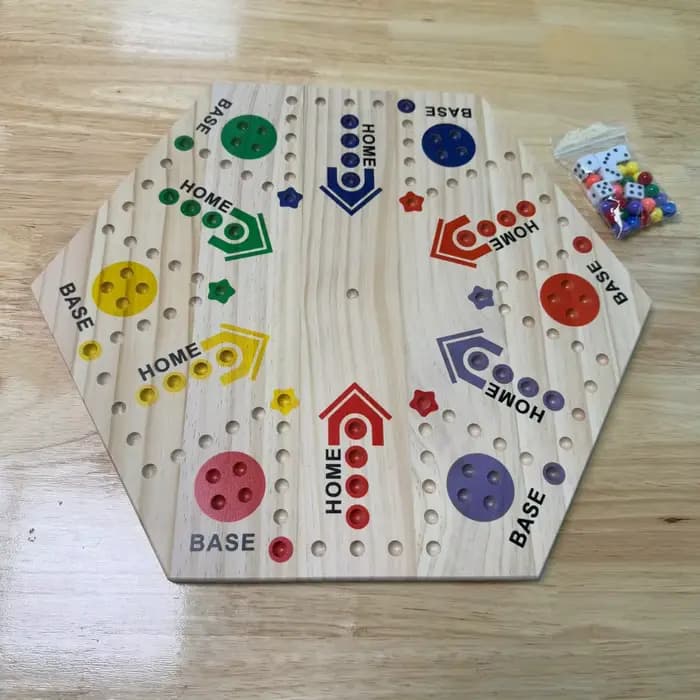 Jeu de société en marbre, jeu de société à piste rapide en bois peint Double face pour 6 et 4 joueur