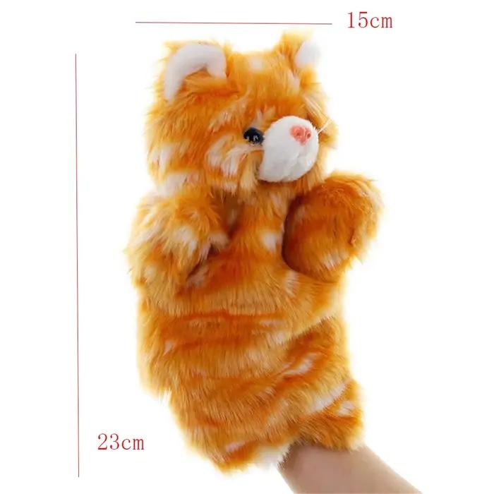 Marionnette à main en forme d'animal, poupées de chat, marionnettes en peluche pour contar histoires
