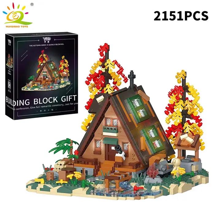 HUIQIBAO MOC-Cabane dans les arbres pour enfants, style architecture, château, maison, micro bâtimen