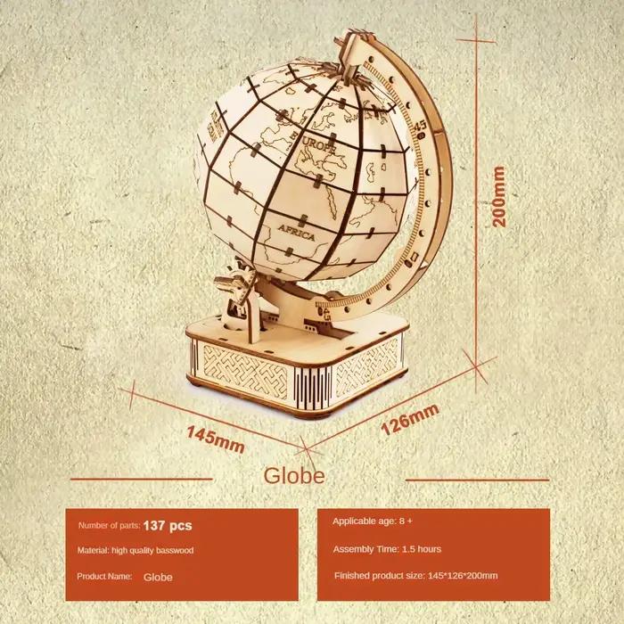 Puzzle Globe 3D en bois, jouet à assembler mécanique, bloc de construction, ensemble de modèles de t