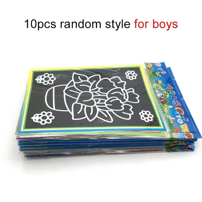 Peinture à gratter pour enfants, 10 pièces, jouets de dessin colorés, papier pour bricolage, fournit
