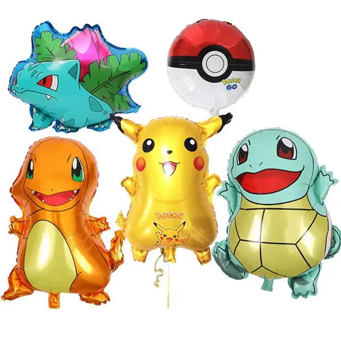 Fournitures de décoration de fête d'anniversaire Pokemon Pikachu écureuil Charmander ballon en alumi
