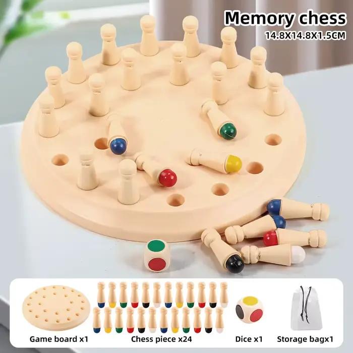 Bâton de mémoire en bois, jeu d'échecs de couleur, puzzle de société, jouet éducatif Montessori, cap