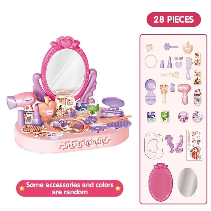 Maison de jeu pour enfants, jouet pour fille, coiffeuse simulée, table et autocollants de bricolage,