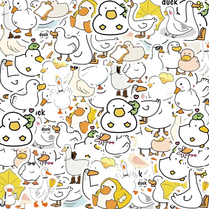 50pcs mignon canard dessin animé Graffiti autocollants décoré cahier tasse d'eau journal valise guit