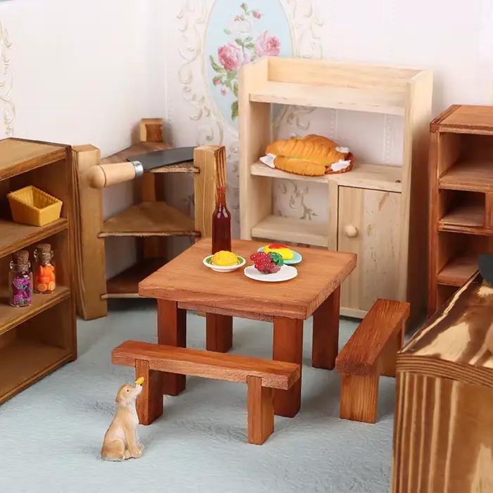 Bibliothèque Miniature en bois pour maison de poupée, 1 pièce, étagère d'exposition, armoire, meuble