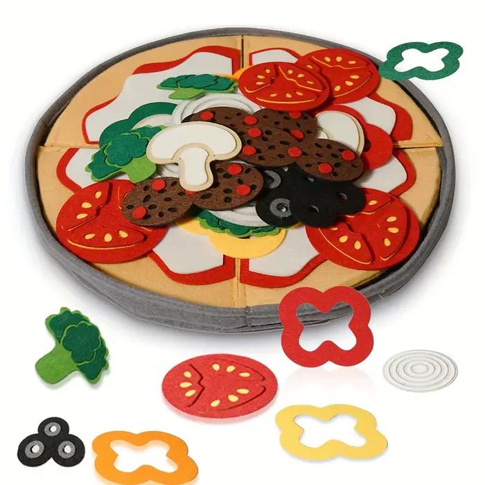 Ensemble de jeu de pizza en feutrine à personnaliser - Ensemble de jeu de pizza en feutrine pour la 