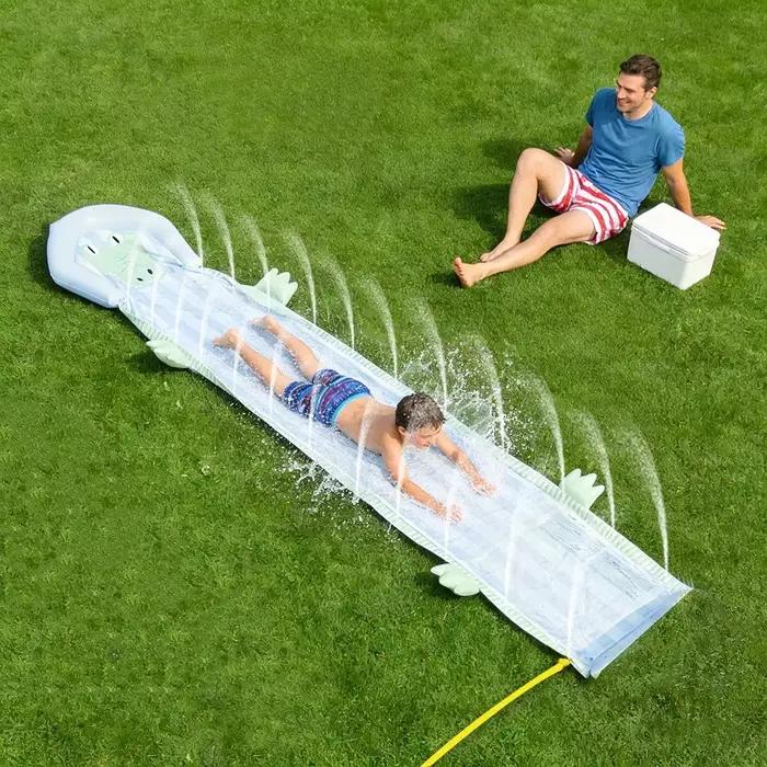 Tapis de glisse aquatique interactif pour enfants en forme d'alligator, double personne, jeu d'extér
