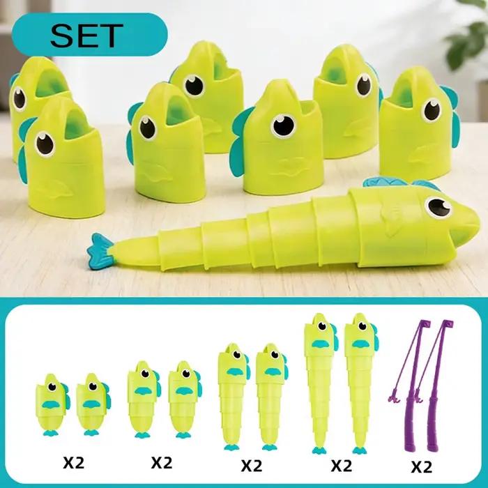 Jeu de société de pêche pour enfants, jeu de compétition de pêche avec corps de poisson extensible (