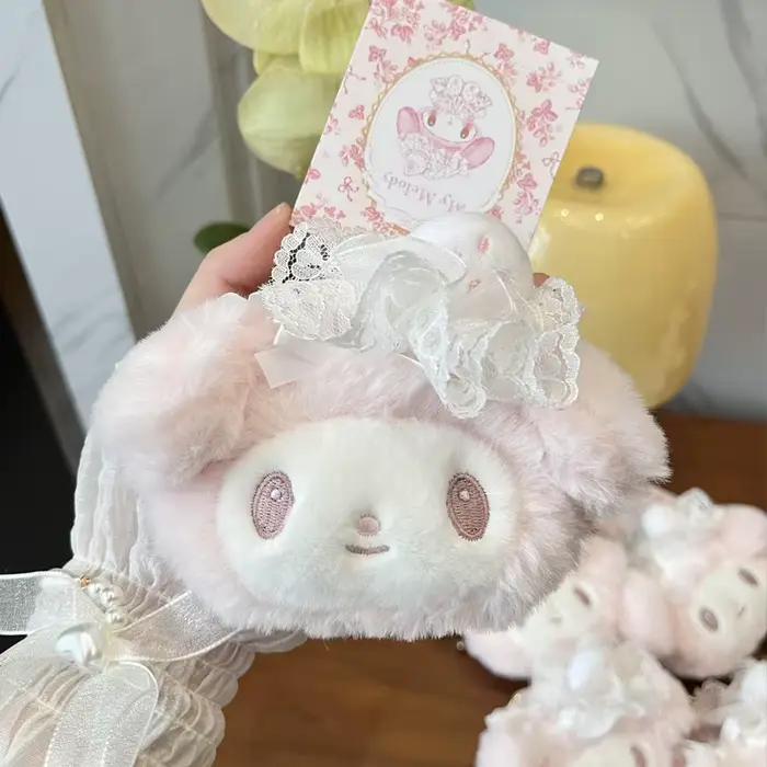 Porte-monnaie en peluche Kawaii My Melody Fraise, porte-clés, pendentif créatif pour sac à dos, cade
