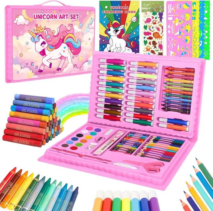 Jouets à dessiner licorne avec livre à colorier, crayons de couleur, crayons de cire, kit de peintur