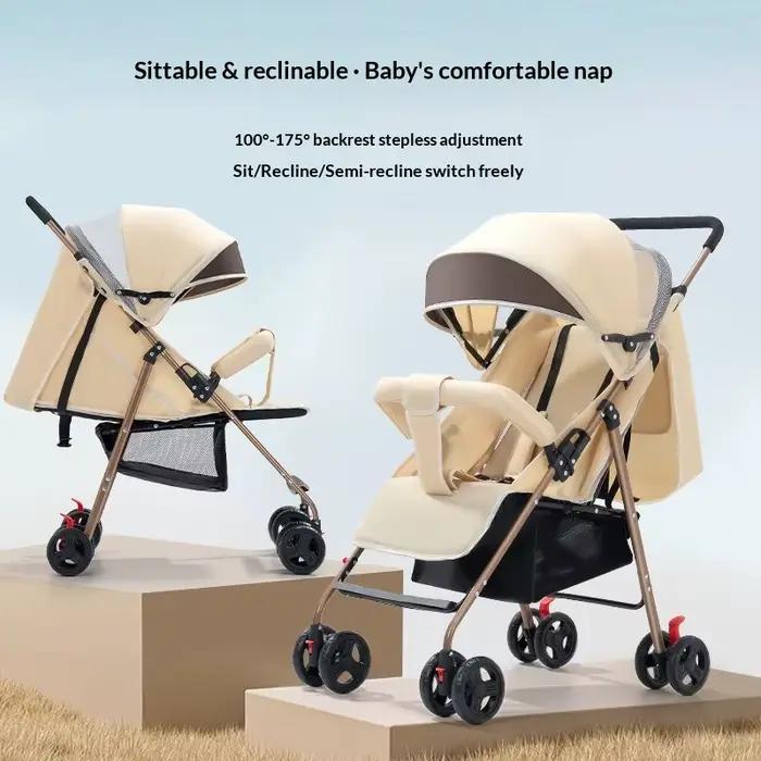 Poussette bébé pliable légère, pliage à une main, dossier réglable, amortissement des chocs, siège h